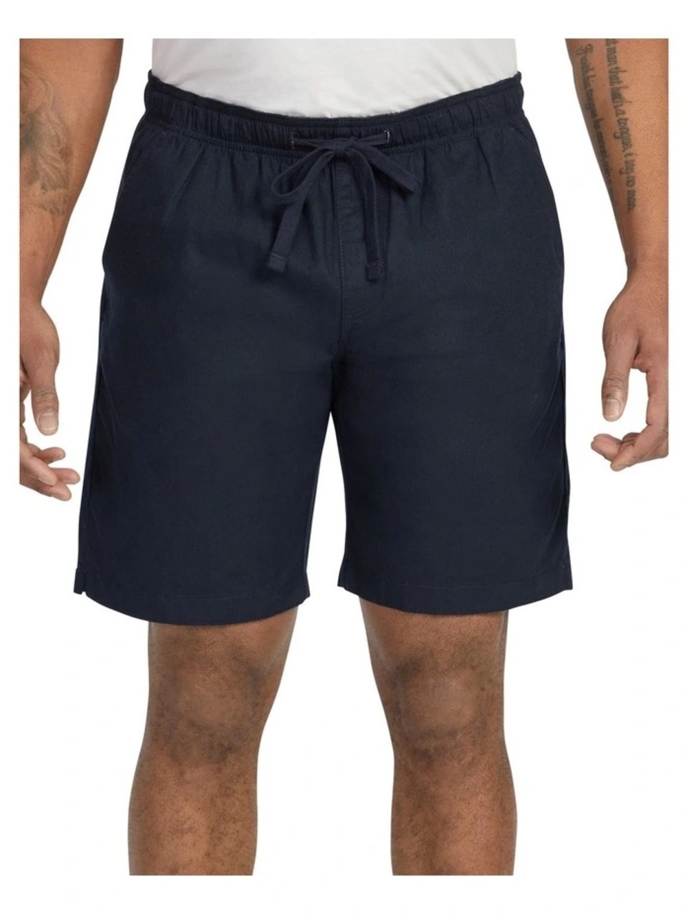 Linen Blend Shorts. Color: Navy. Size 38 Elastic